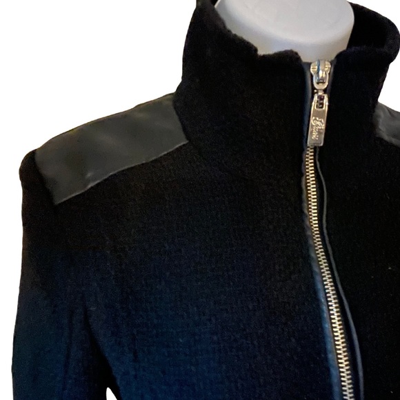 GUESS Wool Blend//Leather Zip Coat, X-Small - Picture 5 of 9